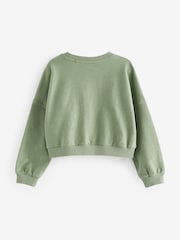 Khaki Green Sequin Heart Long Sleeve T-Shirt (3-16yrs) - Image 5 of 6