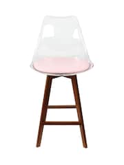 Fusion Living Blush Pink Soho Clear Plastic Bar Stool with Dark Wood Legs - Image 3 of 5