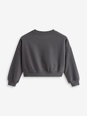 Charcoal Grey Sequin Butterfly Boxy 100% Cotton Sweatshirt (3-16yrs) - Image 5 of 6