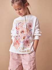 Ecru 100% Cotton Sequin Butterfly Long Sleeve T-Shirt (3-16yrs) - Image 1 of 7