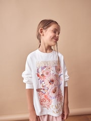 Ecru 100% Cotton Sequin Butterfly Long Sleeve T-Shirt (3-16yrs) - Image 2 of 7