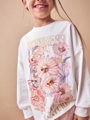 Ecru 100% Cotton Sequin Butterfly Long Sleeve T-Shirt (3-16yrs) - Image 4 of 7