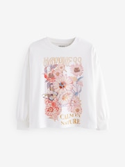 Ecru 100% Cotton Sequin Butterfly Long Sleeve T-Shirt (3-16yrs) - Image 5 of 7