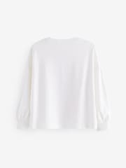 Ecru 100% Cotton Sequin Butterfly Long Sleeve T-Shirt (3-16yrs) - Image 6 of 7