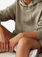 Nike Grey Sportswear Phoenix Fleece Oversized Mini Swoosh Pullover Hoodie - Image 1 of 4