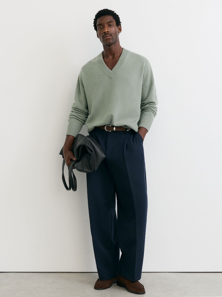 Reiss Pale Sage Green Alberz Wool-Cashmere V-Neck Jumper - Image 1 of 7 Reiss Pale Sage Green Alberz Wool-Cashmere V-Neck Jumper - Image 1 of 7