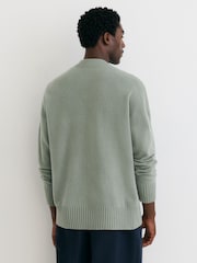 Reiss Pale Sage Green Alberz Wool-Cashmere V-Neck Jumper - Image 6 of 7