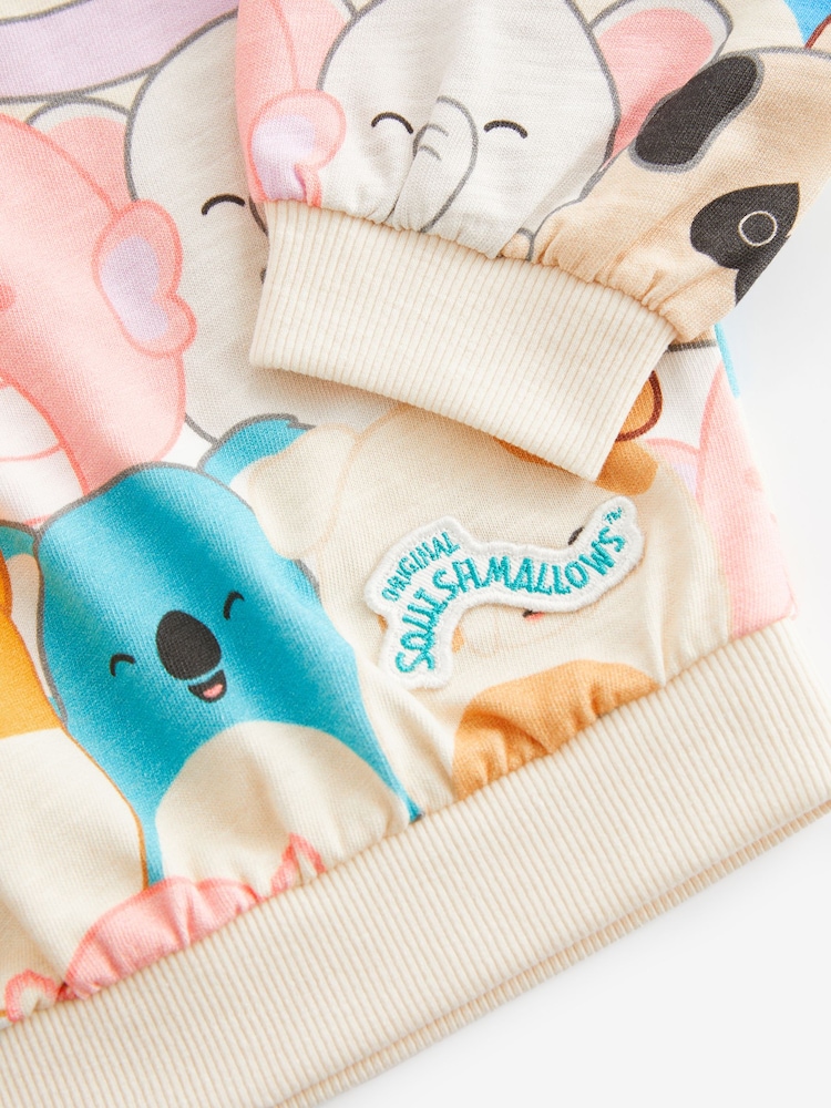 Squishmallows Ecru Cream 100% Cotton Boxy Long Sleeve Sweat Top (5-12yrs) - Image 6 of 6