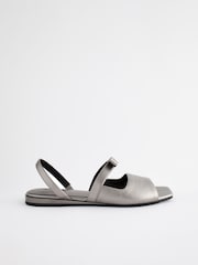 Pewter Metallic Regular/Wide Fit Peep Toe Bow Slingback Sandals - Image 2 of 6