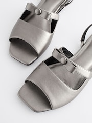 Pewter Metallic Regular/Wide Fit Peep Toe Bow Slingback Sandals - Image 6 of 6