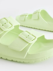 Lime Green EVA Double Strap Flat Slider Sandals With Adjustable Buckles - Image 4 of 6