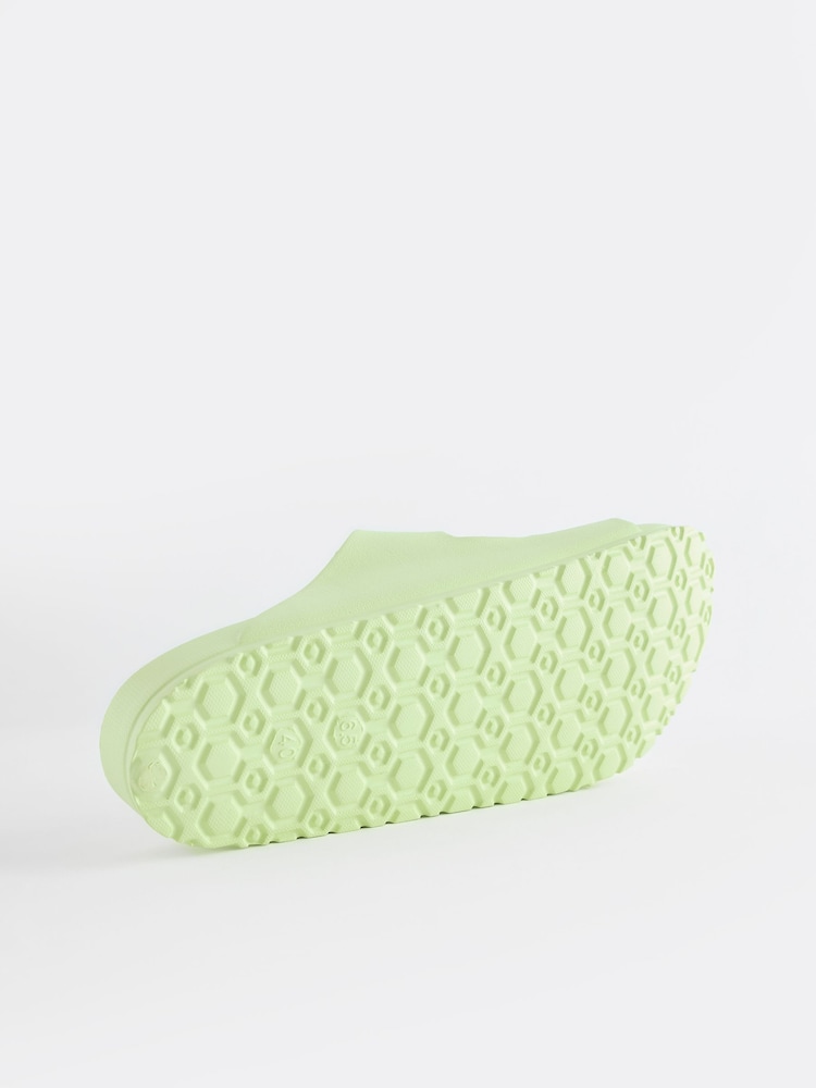 Lime Green EVA Double Strap Flat Slider Sandals With Adjustable Buckles - Image 5 of 6