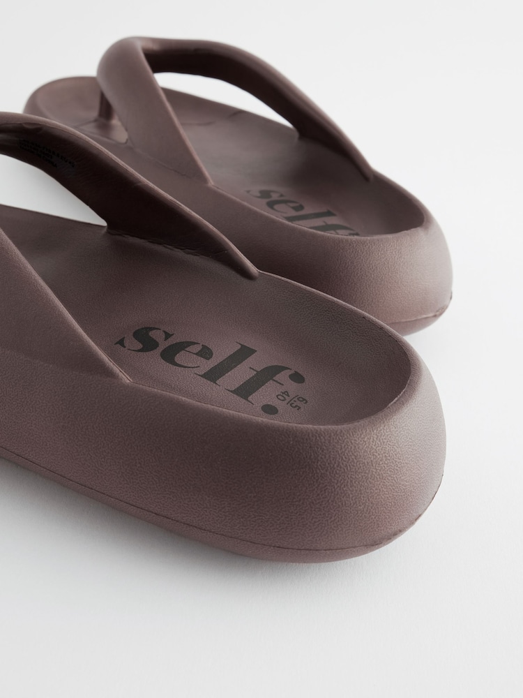 Chocolate Brown self. Chunky Flip Flops - Image 1 of 1