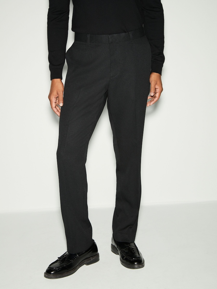 Black Tape Detail Textured Tuxedo Trousers - Image 1 of 7