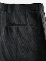 Μαύρο - Slim Fit - Tape Detail Textured Tuxedo Παντελόνια - Εικόνα 10 του 11