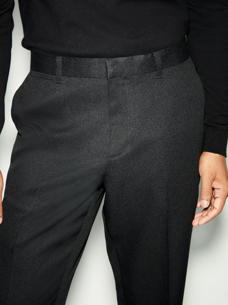 Noir - Pantalons de smoking texturés avec bande - Image 6 of 7
