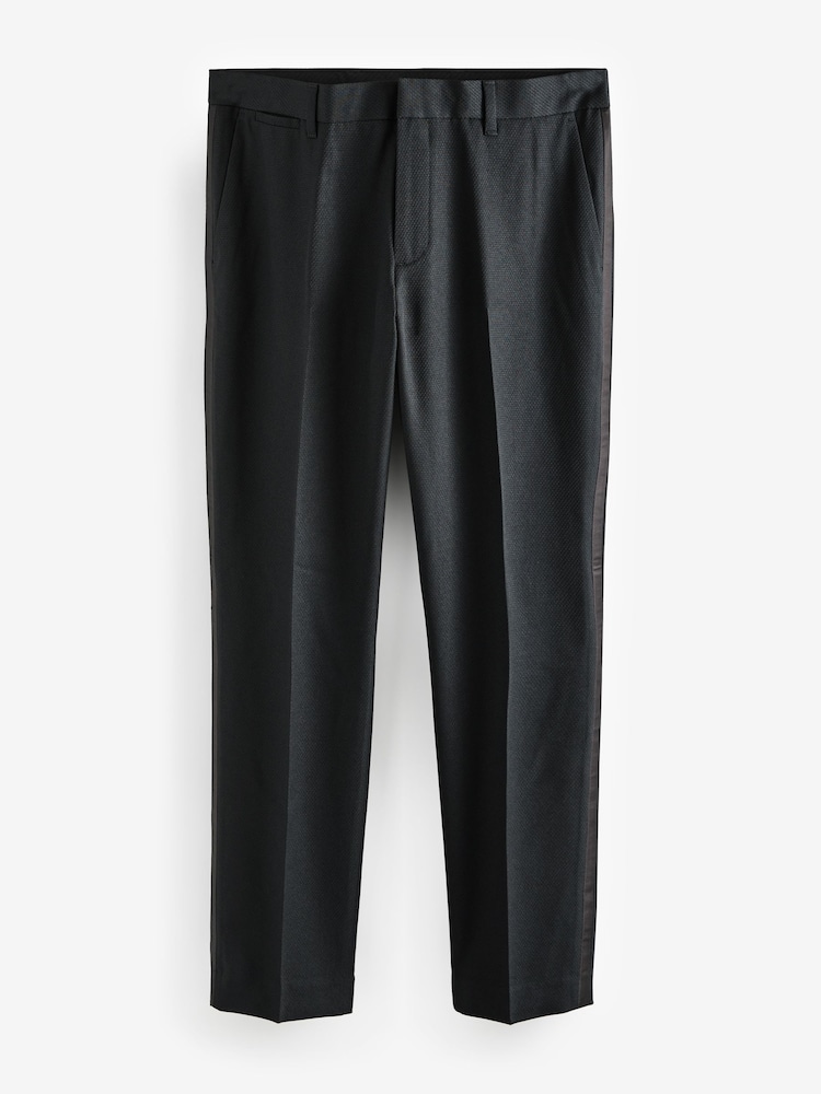 Black Tape Detail Textured Tuxedo Trousers - Image 7 of 7
