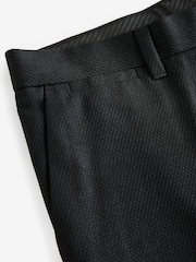 Μαύρο - Slim Fit - Tape Detail Textured Tuxedo Παντελόνια - Εικόνα 9 του 11