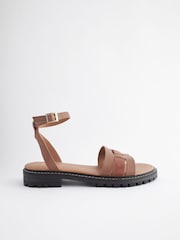 Tan Brown Standard/Wide Fit Forever Comfort® Leather Cleated Sandals - Image 2 of 8