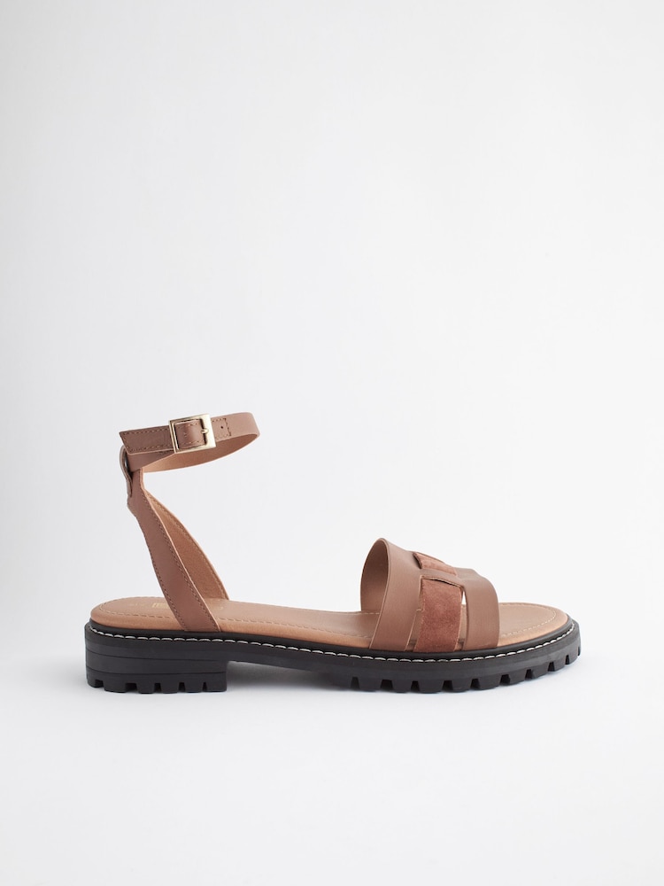 Tan Brown Standard/Wide Fit Forever Comfort® Leather Cleated Sandals - Image 2 of 8
