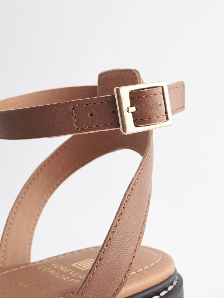Tan Brown Standard/Wide Fit Forever Comfort® Leather Cleated Sandals - Image 5 of 8