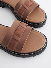 Tan Brown Standard/Wide Fit Forever Comfort® Leather Cleated Sandals - Image 6 of 8