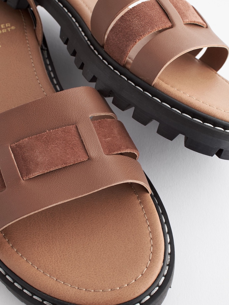 Tan Brown Standard/Wide Fit Forever Comfort® Leather Cleated Sandals - Image 7 of 8