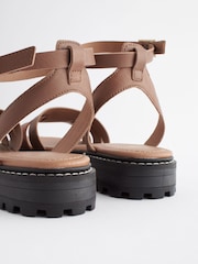 Tan Brown Standard/Wide Fit Forever Comfort® Leather Cleated Sandals - Image 8 of 8
