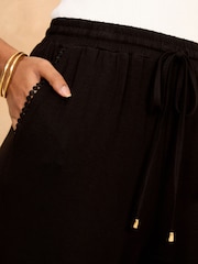 Love & Roses Black Jersey Elasticated Waist Wide Leg Trousers - Image 2 of 4