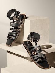 Schwarz - Hochwertige Riemensandalen aus Leder - Bild 1 von 4