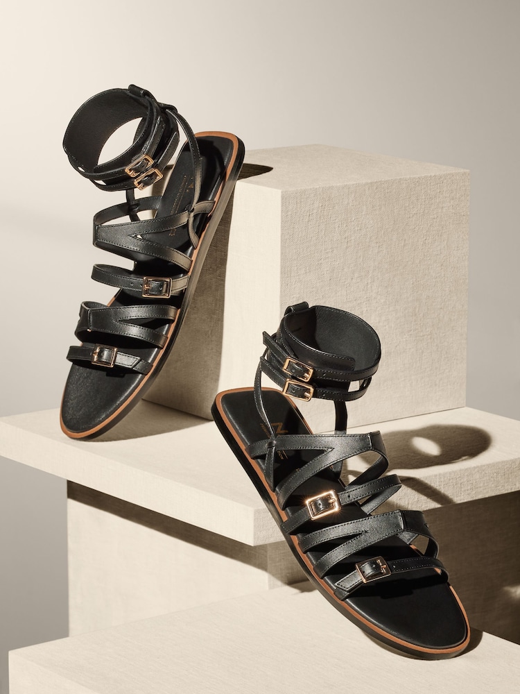 Schwarz - Hochwertige Riemensandalen aus Leder - Bild 1 von 4
