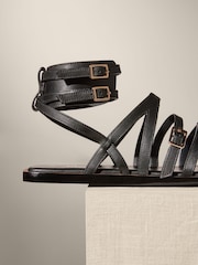 Schwarz - Hochwertige Riemensandalen aus Leder - Bild 2 von 4