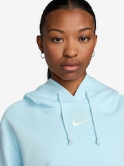 Синий - Nike спортивная одежда Phoenix Fleece Mini Swoosh Pullover худи - Изображение 3 из 3