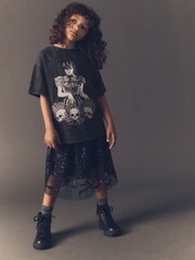 Black 100% Cotton Wednesday License Graphic T-Shirt (9-16yrs) - Image 1 of 6