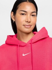Nike Pink Sportswear Phoenix Fleece Oversized Mini Swoosh Pullover Hoodie - Image 4 of 10