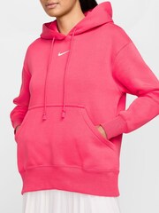 Nike Pink Sportswear Phoenix Fleece Oversized Mini Swoosh Pullover Hoodie - Image 5 of 10