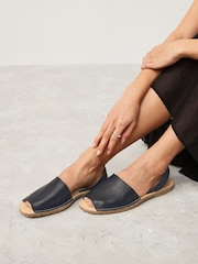 Black Beach Leather Sandals - Image 1 of 7