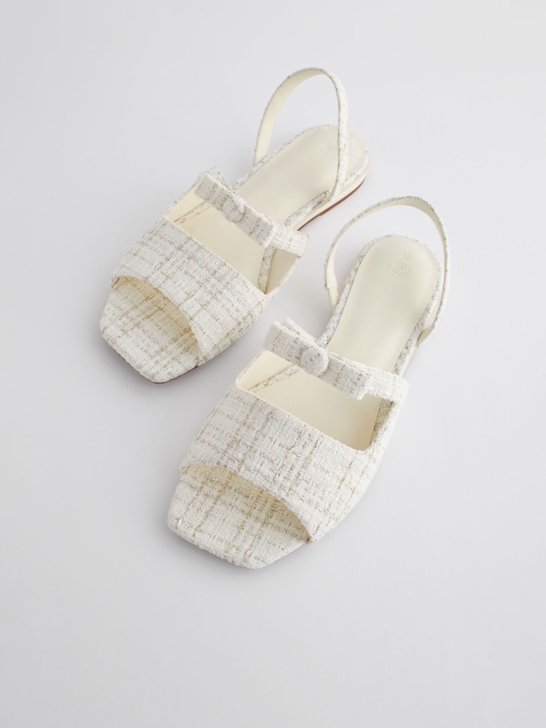 Buy White Tweed Regular/Wide Fit Peep Toe Bow Slingback
