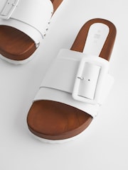 White Buckle Clog Leather Mule Sandals - Image 3 of 6