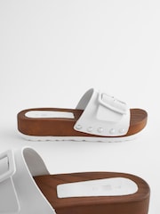 White Buckle Clog Leather Mule Sandals - Image 4 of 6