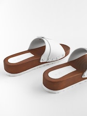 White Buckle Clog Leather Mule Sandals - Image 5 of 6