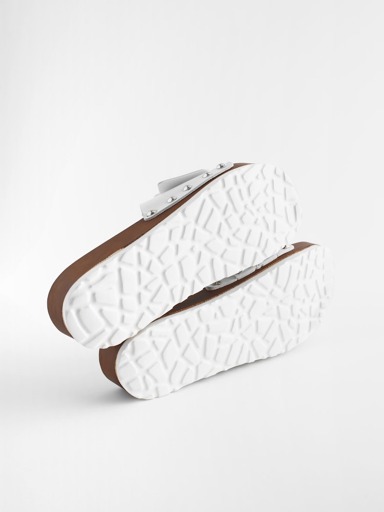 White Buckle Clog Leather Mule Sandals - Image 6 of 6