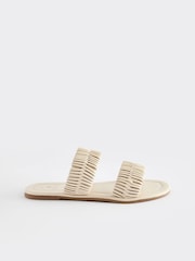 Cream Forever Comfort® Leather Weave Band Mule Sandals - Image 2 of 7