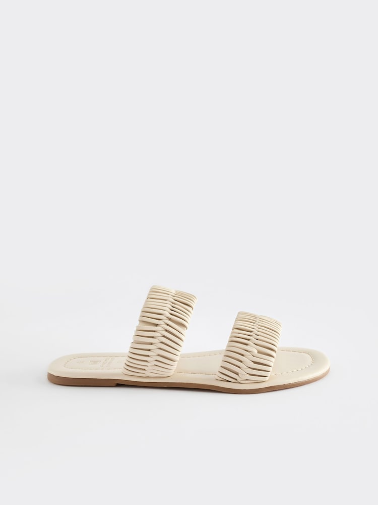 Cream Forever Comfort® Leather Weave Band Mule Sandals - Image 2 of 7