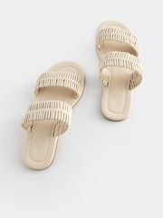 Cream Forever Comfort® Leather Weave Band Mule Sandals - Image 3 of 7