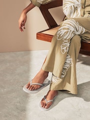 Metallic Pearlised Plaited Flip Flops - Image 2 of 7