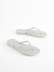Metallic Pearlised Plaited Flip Flops - Image 3 of 7