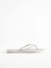 Metallic Pearlised Plaited Flip Flops - Image 4 of 7