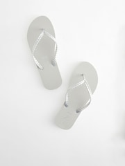 Metallic Pearlised Plaited Flip Flops - Image 5 of 7