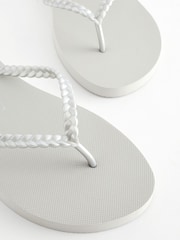 Metallic Pearlised Plaited Flip Flops - Image 6 of 7